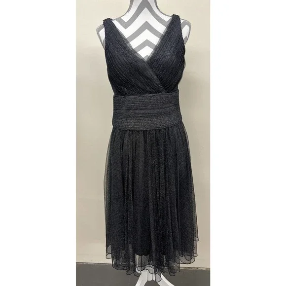 Coldwater Creek | Dresses | Nwt Coldwater Creek Blkslvr Shimmer Vneck Fit  And Flare Dress Women Size 2 Fs | Poshmark